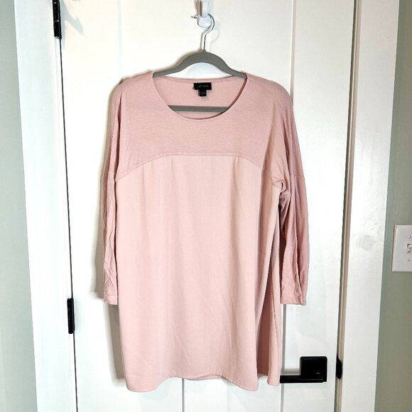 J. Jill WearEver Collection Pale Pink Color Block Long Lined Tunic Top Large - Picture 1 of 5